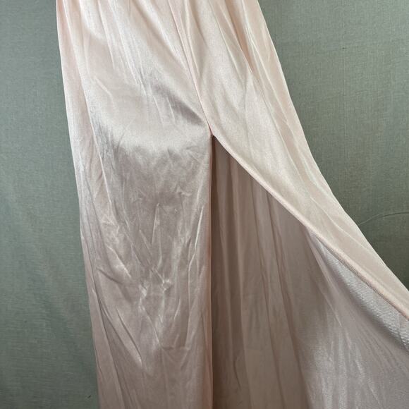VTG Undercover Wear Nightgown Slip Maxi Dress Womens L Pink Flowy Lace Sheer USA - Picture 6 of 12
